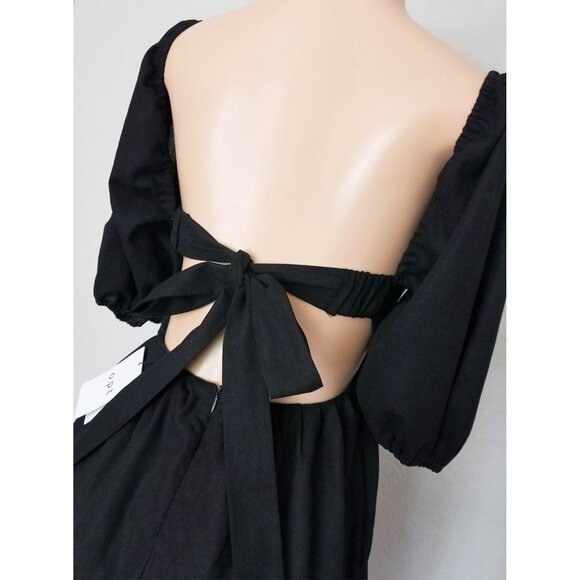 NEW O.P.T. Black April Dress Scalloped Open Back Cutout Dress S Puff Sleeve $179 - Picture 8 of 16